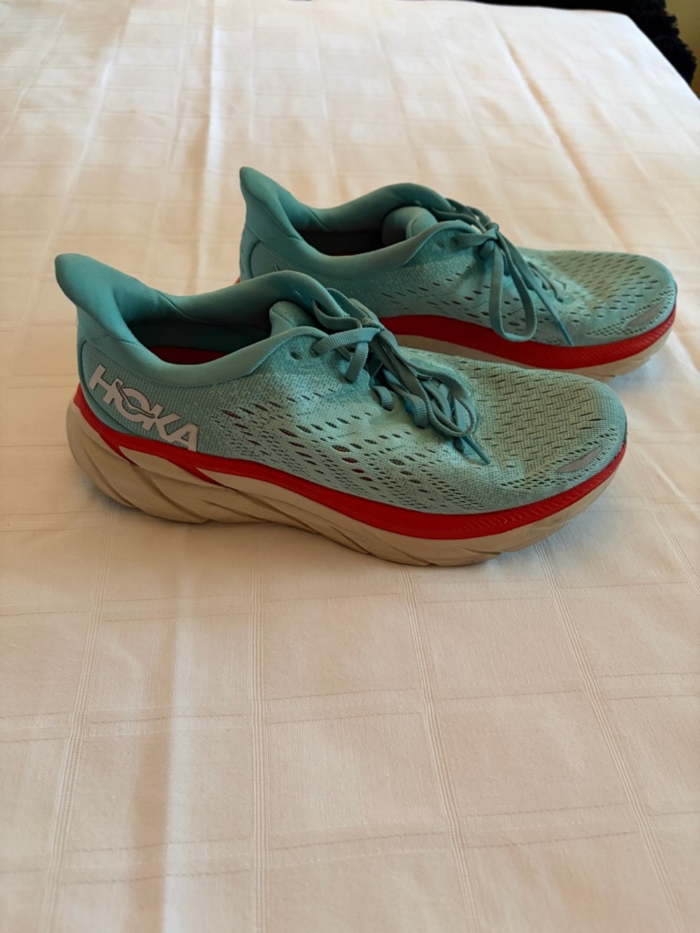 Hoka Women's Teal and Red Athletic Running Shoes